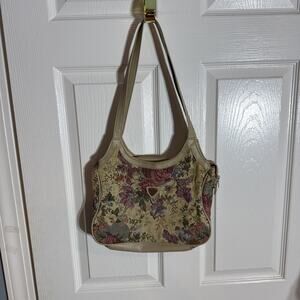 MITZI Handbags Tapestry Cream With Rose Color Flowers Purse Handbag